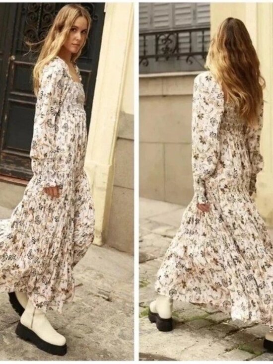 Free People Dresses & Skirts - Free People Sweet Escape Maxi Dress Ivory Combo Size L NWT